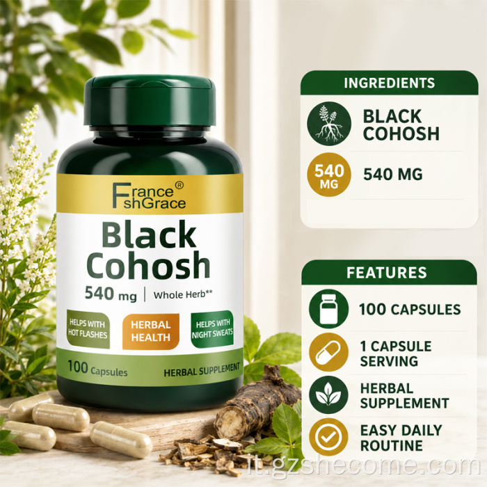 Shecome Black Cohosh Capsule Sudore notturno Supporto alla menopausa